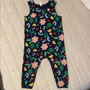 Colorful Geometric Shapes and Floral Kids Jumpsuit